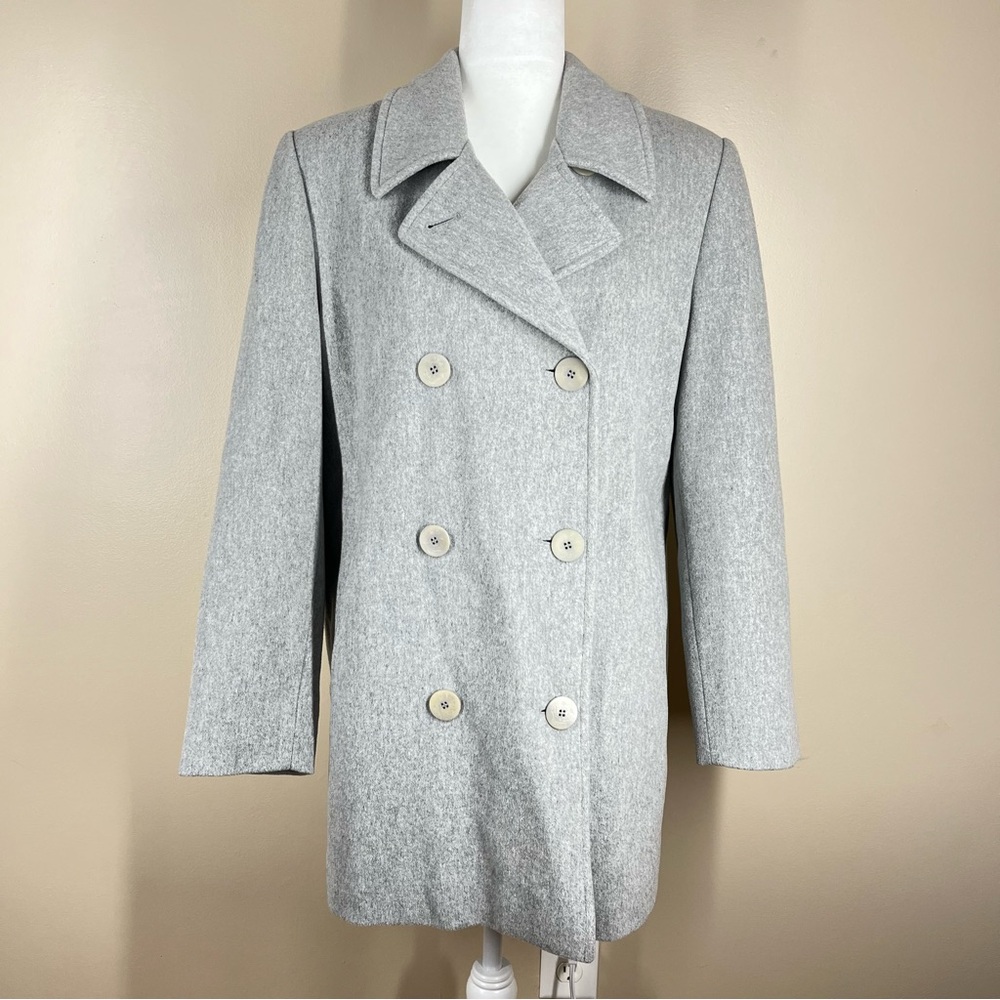 LL Bean Wool Cashmere Double Breasted Pea Coat Jacket Coat Womens 14